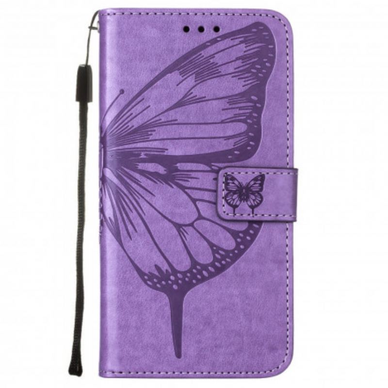 Fliptok / Bőrtok Poco M3 Butterfly Design Zsinórral