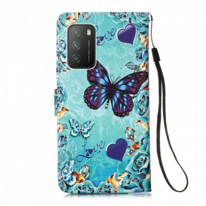 Fliptok Poco M3 szíjjal Love Butterflies Strappy