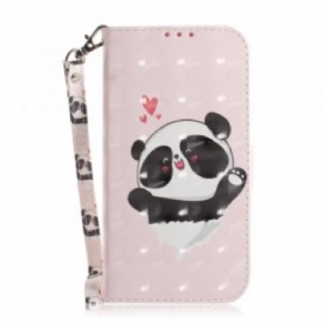 Fliptok / Bőrtok Samsung Galaxy A50 szíjjal Panda Love With Lanyard