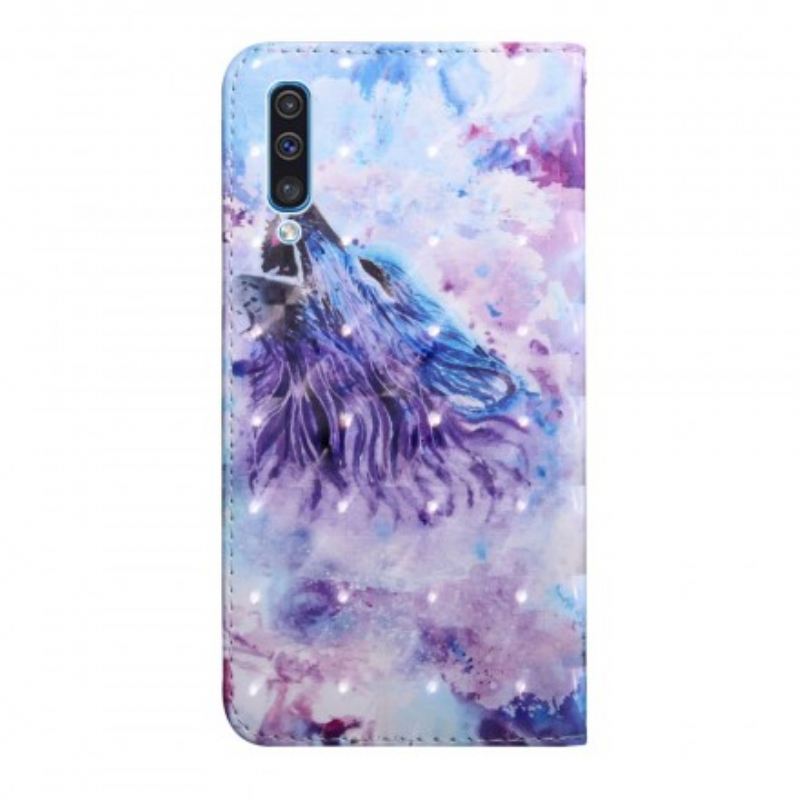 Fliptok Samsung Galaxy A50 Akvarell Farkas