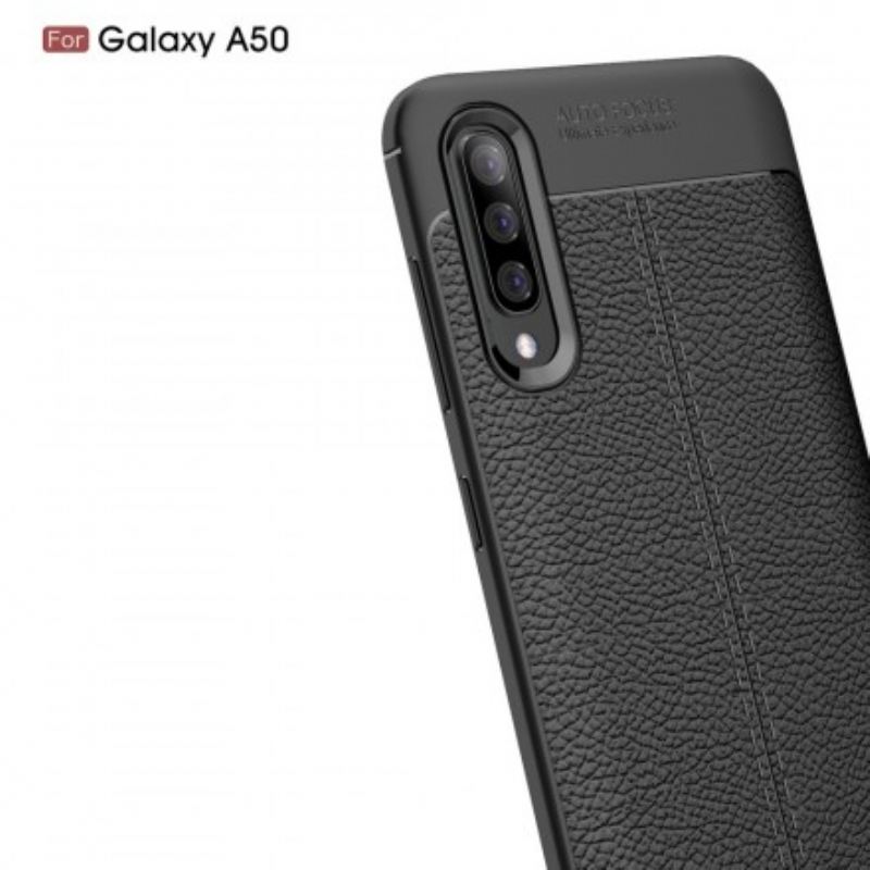 Tok Samsung Galaxy A50 Dupla Vonalú Litcsi Bőrhatás