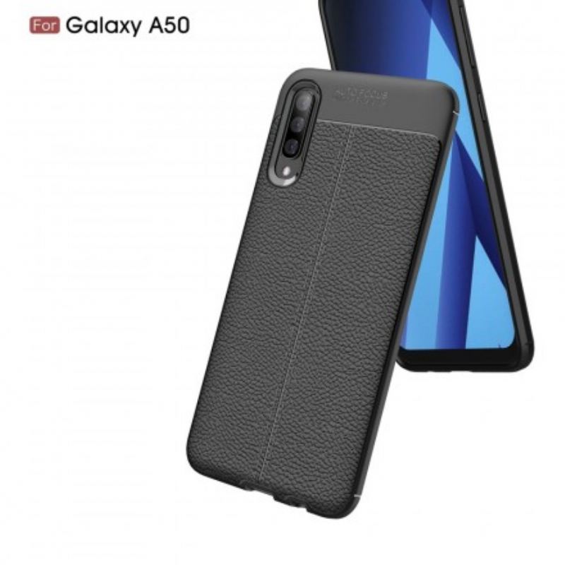 Tok Samsung Galaxy A50 Dupla Vonalú Litcsi Bőrhatás