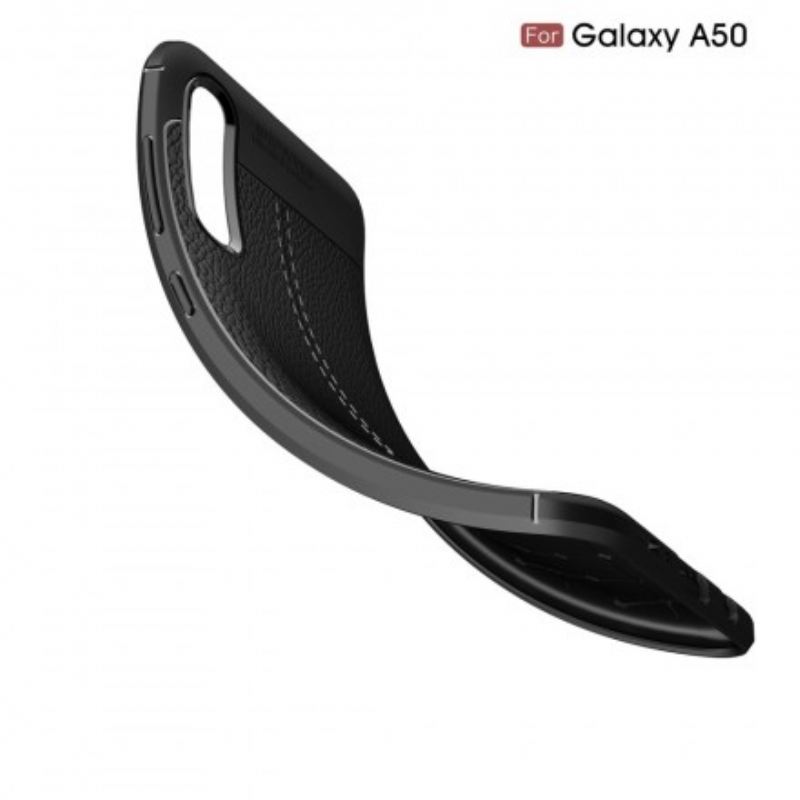 Tok Samsung Galaxy A50 Dupla Vonalú Litcsi Bőrhatás