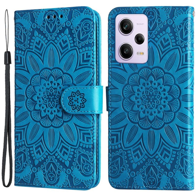 Fliptok / Bőrtok Xiaomi Redmi Note 12 Pro Plus szíjjal Mandala Díszítés Pánttal