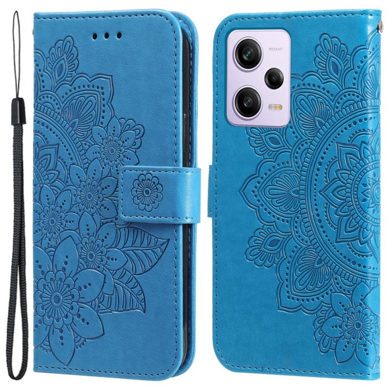 Fliptok / Bőrtok Xiaomi Redmi Note 12 Pro Plus szíjjal Szíj Virág Mandala