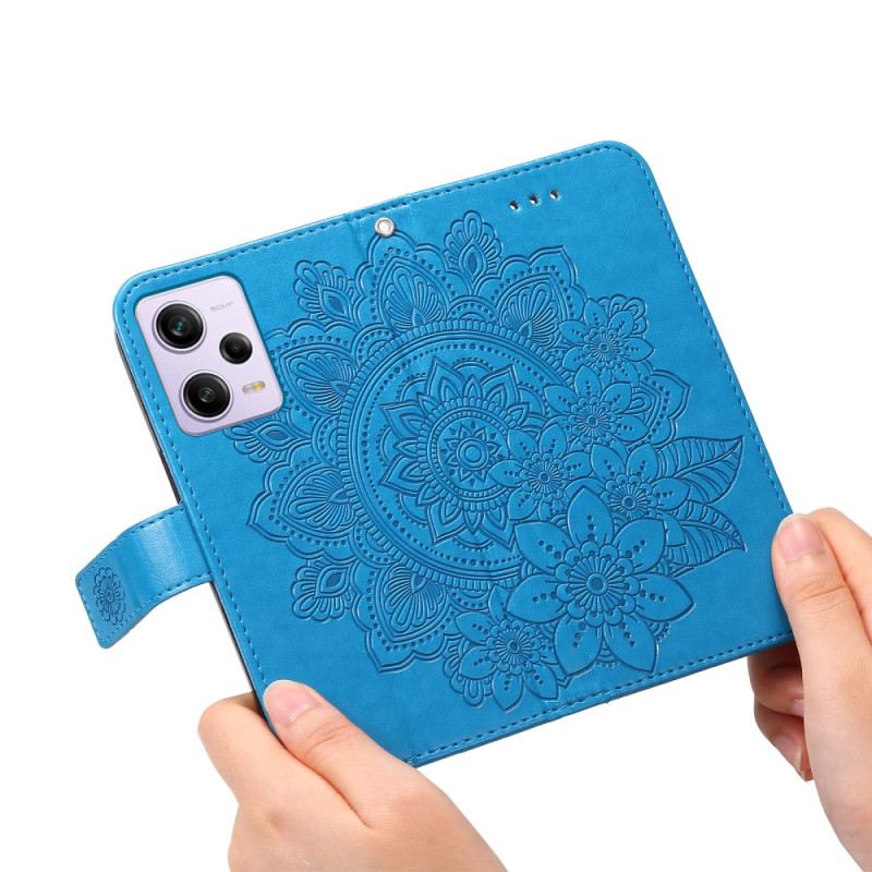 Fliptok / Bőrtok Xiaomi Redmi Note 12 Pro Plus szíjjal Szíj Virág Mandala