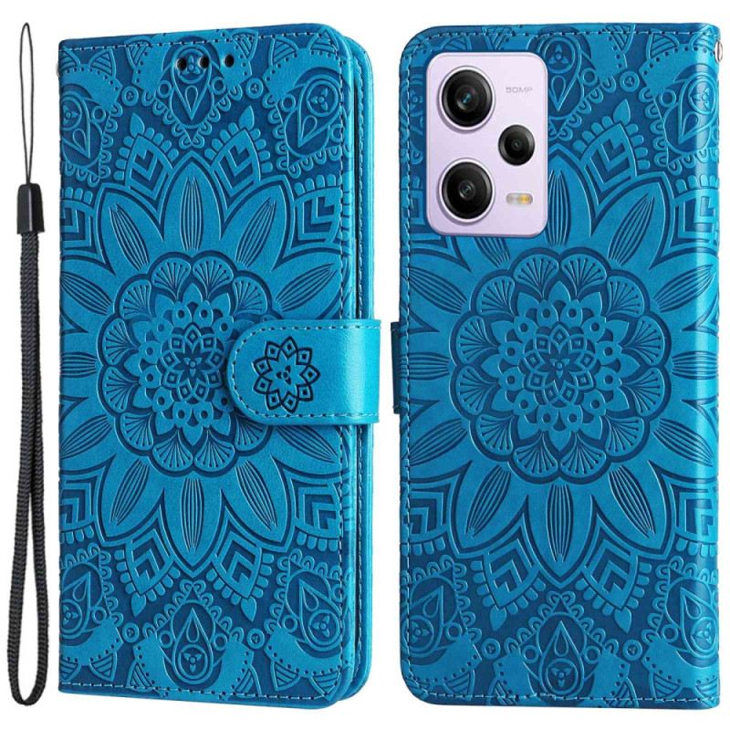 Kinyitható Tokok Xiaomi Redmi Note 12 Pro Plus szíjjal Mandala Díszítés Pánttal