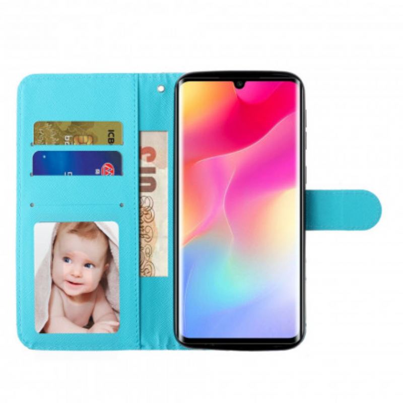 Fliptok / Bőrtok Xiaomi Mi Note 10 Lite szíjjal Márványcsíkos Fényszórók