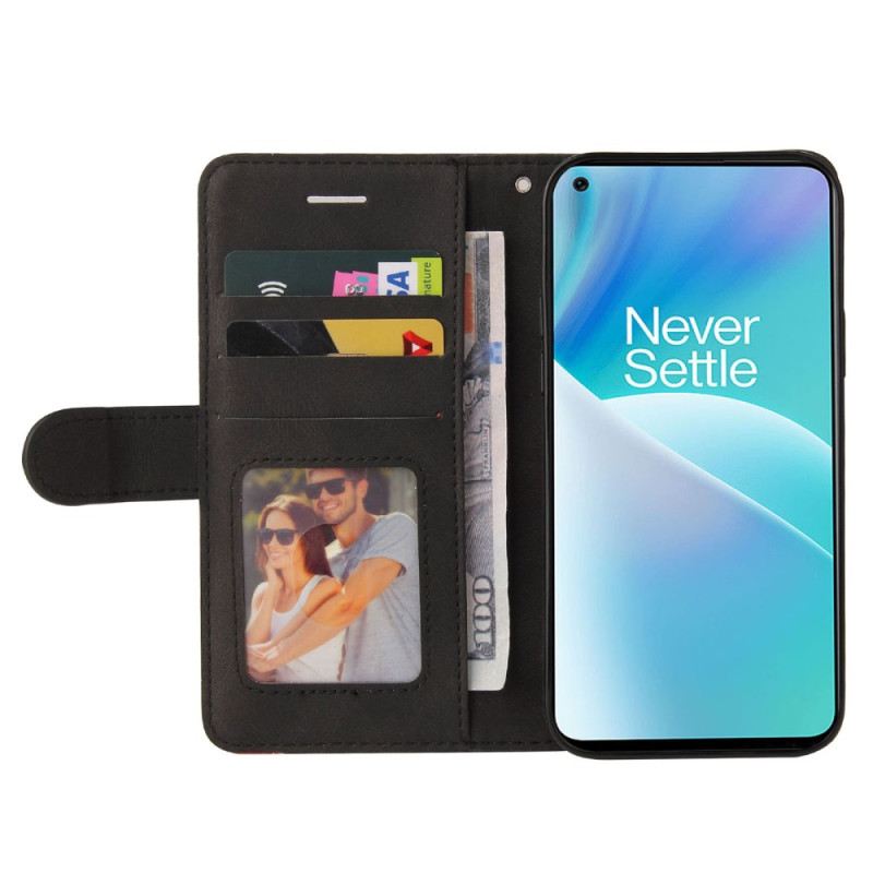 Fliptok / Bőrtok OnePlus Nord 2T 5G Bicolor Kt Bőr Szíj Kártyatartóval