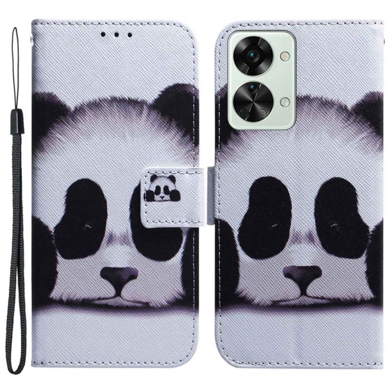 Fliptok / Bőrtok OnePlus Nord 2T 5G szíjjal Pántos Panda