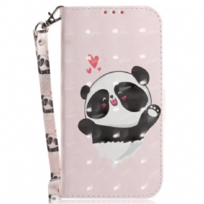 Fliptok OnePlus Nord 2T 5G szíjjal Panda Love With Lanyard