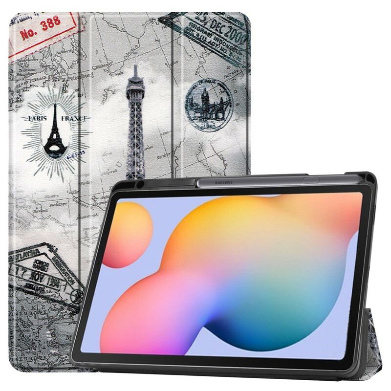 Tok Samsung Galaxy Tab S6 Lite Retro Eiffel-torony Tolltartó