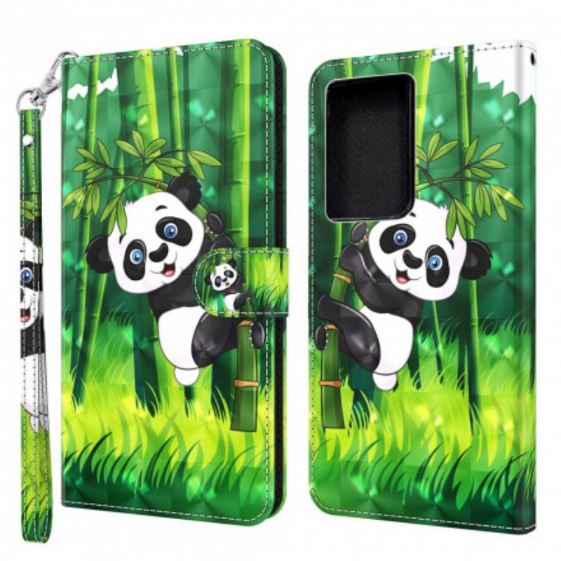 Fliptok / Bőrtok Samsung Galaxy S21 Ultra 5G Panda És Bambusz