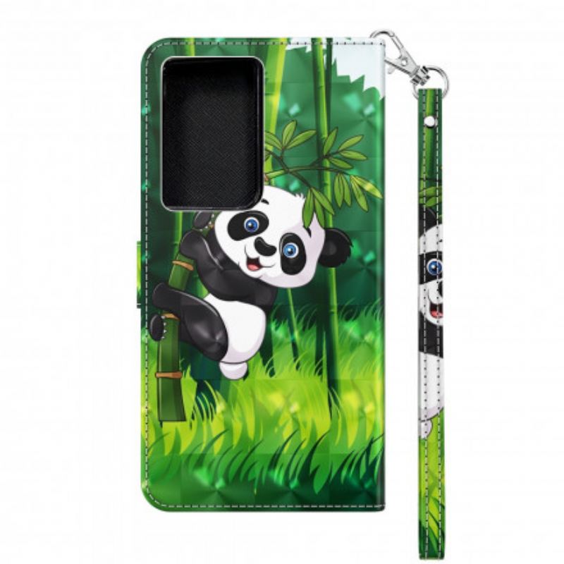 Fliptok / Bőrtok Samsung Galaxy S21 Ultra 5G Panda És Bambusz