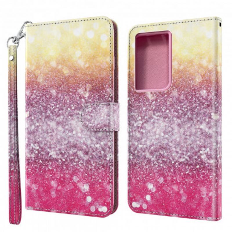 Fliptok Samsung Galaxy S21 Ultra 5G Magenta Glitter Gradiens