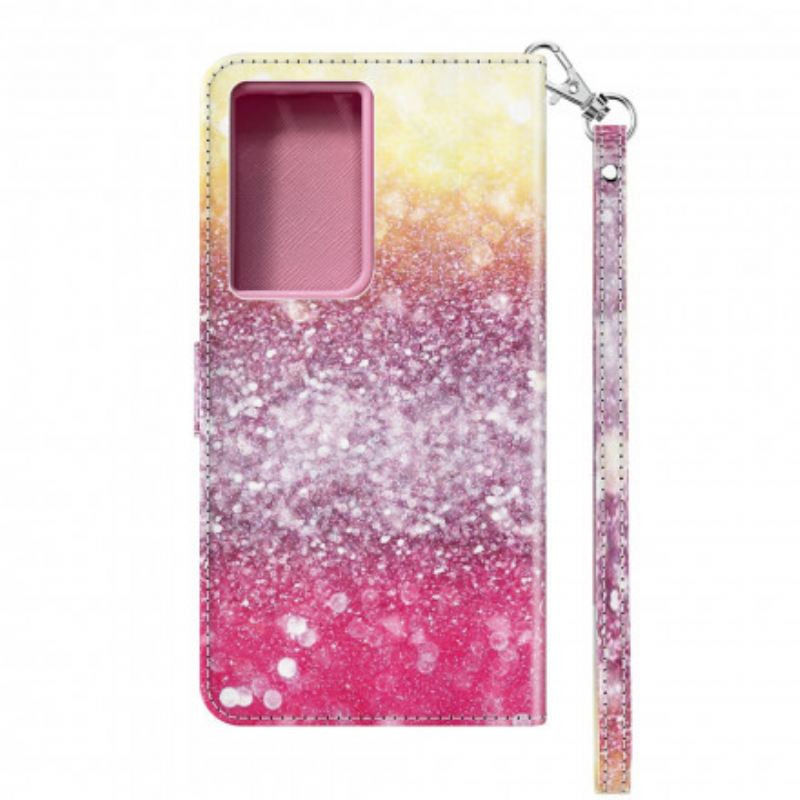 Fliptok Samsung Galaxy S21 Ultra 5G Magenta Glitter Gradiens