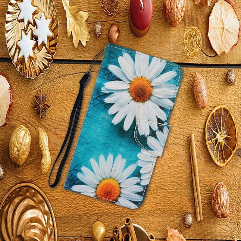 Fliptok / Bőrtok Xiaomi Redmi Note 9S / 9 Pro szíjjal Thong Daisies