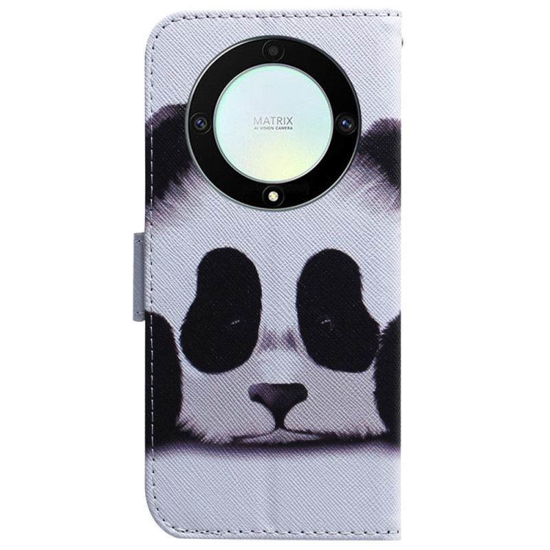 Fliptok / Bőrtok Honor Magic 5 Lite szíjjal Pántos Panda