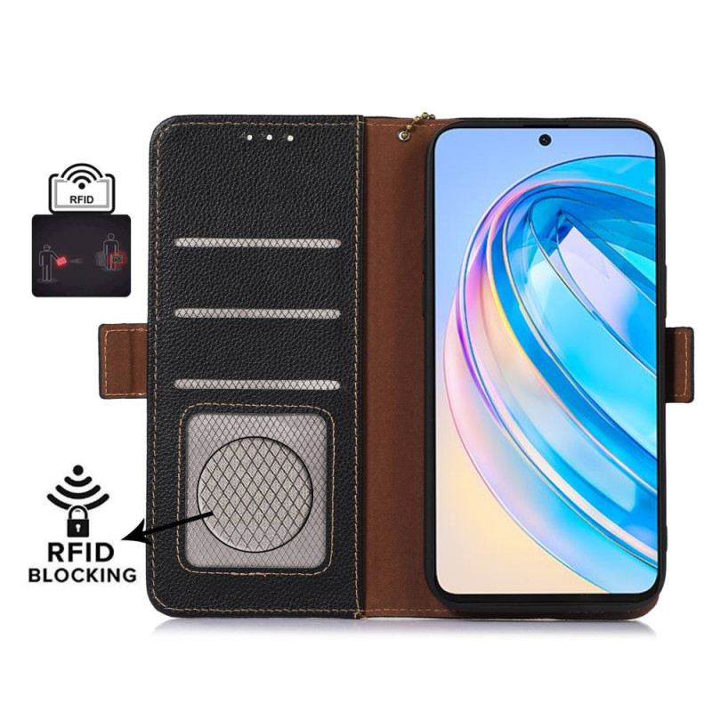 Fliptok Honor Magic 5 Lite Valódi Bőr Rfid