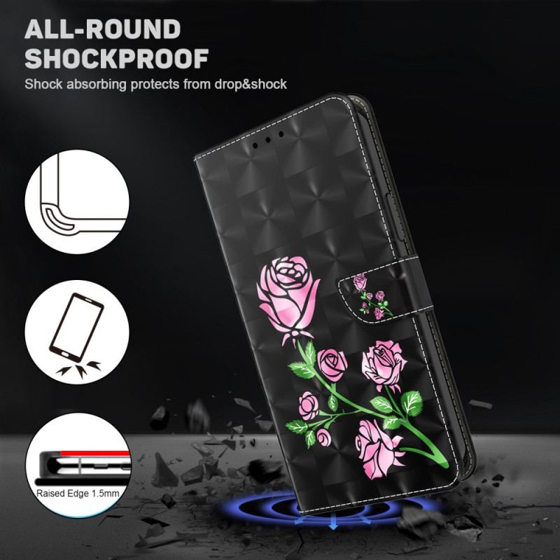 Fliptok / Bőrtok Samsung Galaxy A14 / A14 5G szíjjal Strap Roses