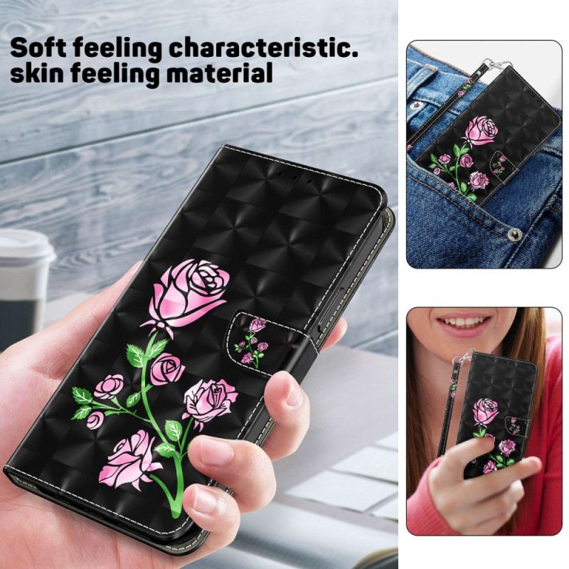 Fliptok / Bőrtok Samsung Galaxy A14 / A14 5G szíjjal Strap Roses