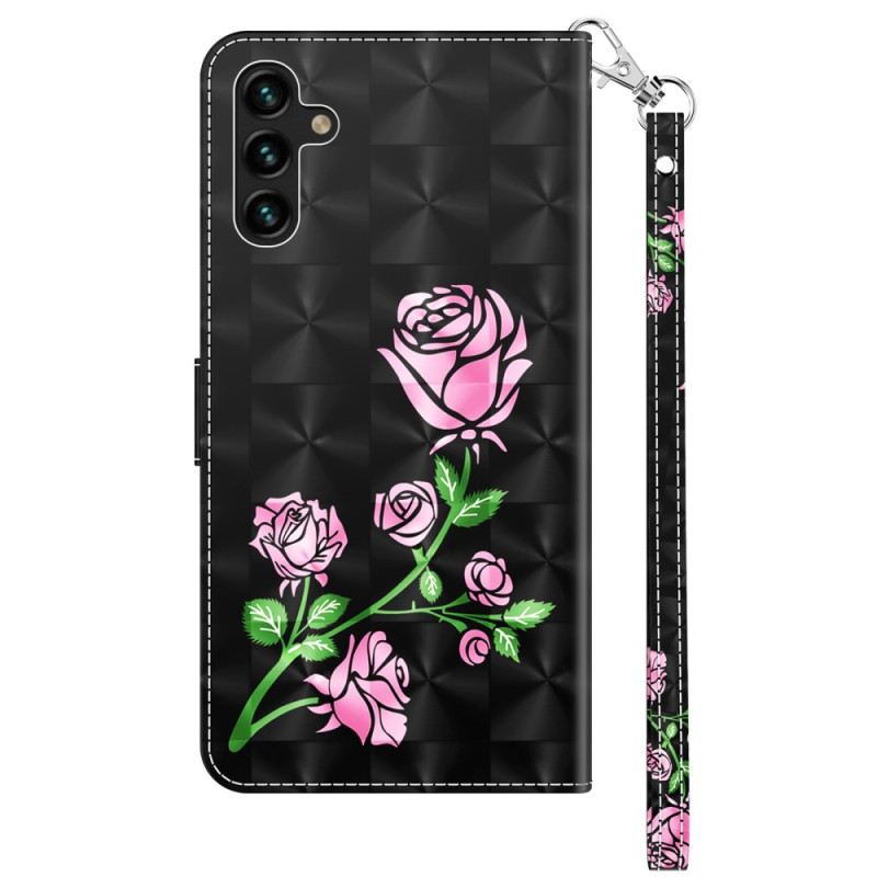 Fliptok / Bőrtok Samsung Galaxy A14 / A14 5G szíjjal Strap Roses