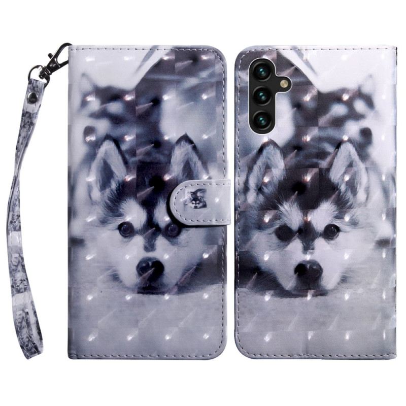 Fliptok / Bőrtok Samsung Galaxy A14 / A14 5G szíjjal Thong Husky