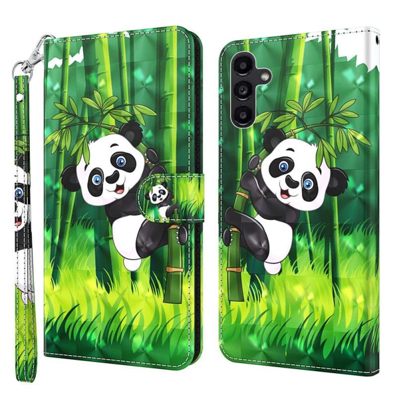 Fliptok Samsung Galaxy A14 / A14 5G Panda Love With Lanyard