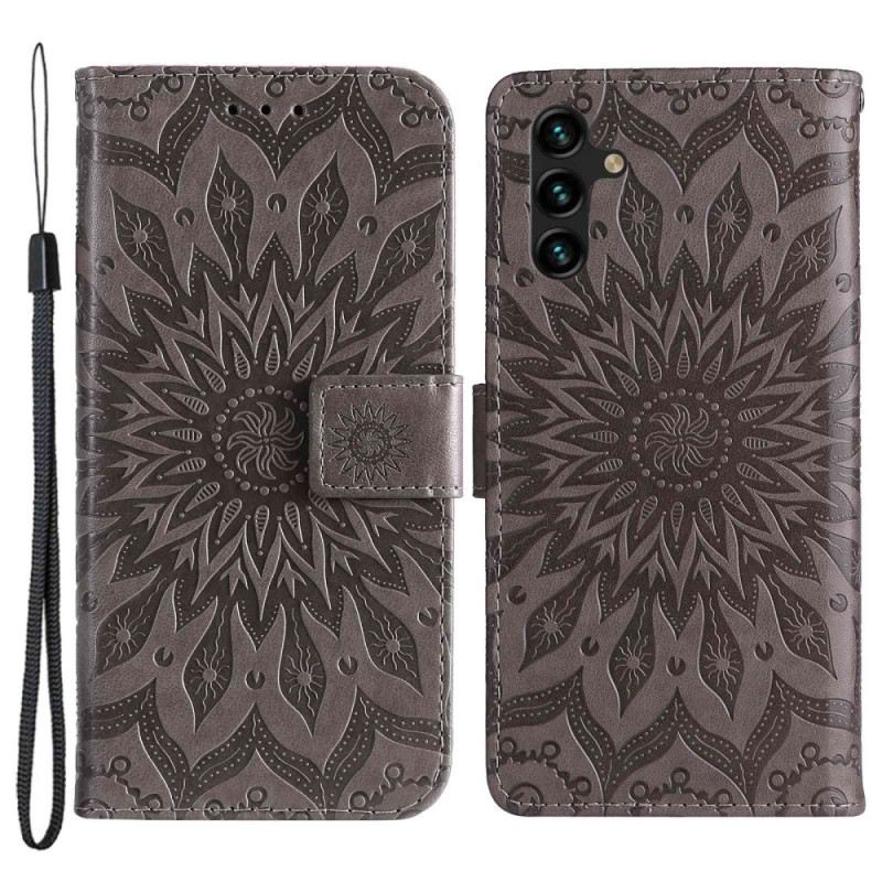 Kinyitható Tokok Samsung Galaxy A14 / A14 5G Mandala Nap Zsinórral