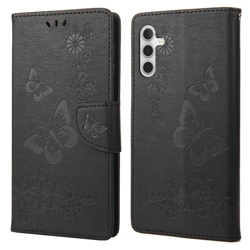 Kinyitható Tokok Samsung Galaxy A14 / A14 5G szíjjal Splendid Strap Butterflies