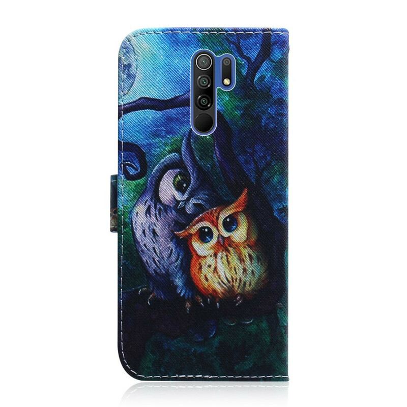 Fliptok / Bőrtok Xiaomi Redmi 9 Baglyok Festménye