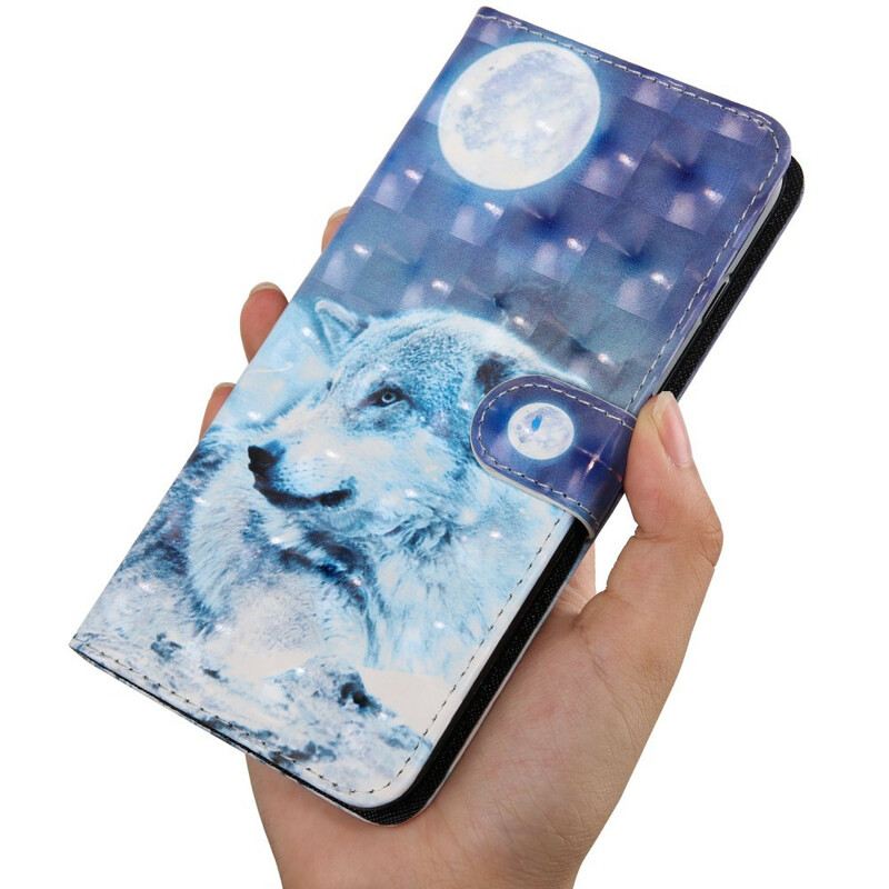 Fliptok / Bőrtok Xiaomi Redmi 9 Farkas Holdfényben