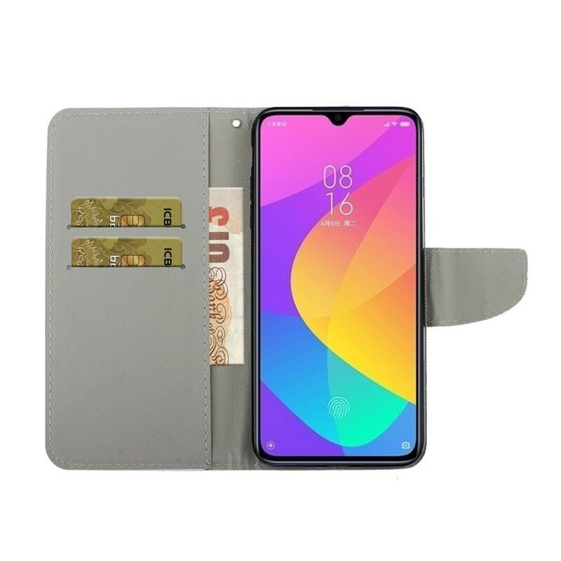 Fliptok / Bőrtok Xiaomi Redmi 9 szíjjal A Macska Ne Érintsen Meg Szíjjal