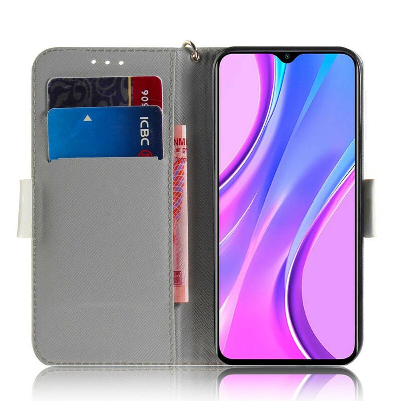 Fliptok / Bőrtok Xiaomi Redmi 9 szíjjal Virágzó Ág Pánttal