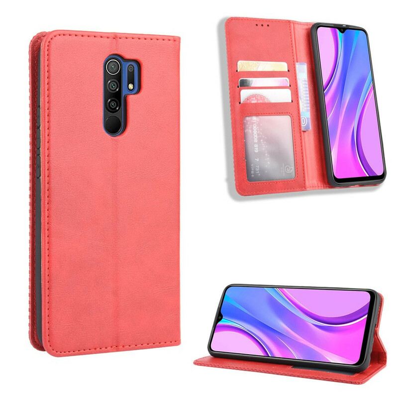 Fliptok Xiaomi Redmi 9 Bőrtok Stilizált Vintage Bőrhatás