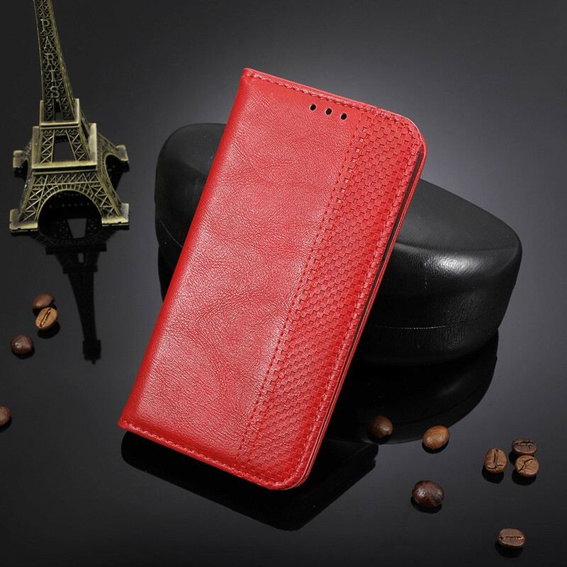 Fliptok Xiaomi Redmi 9 Bőrtok Stilizált Vintage Bőrhatás