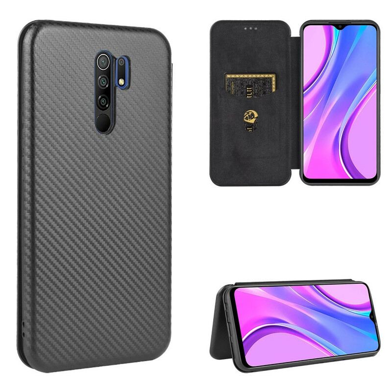 Fliptok Xiaomi Redmi 9 Bőrtok Színes Karbon Szilikon