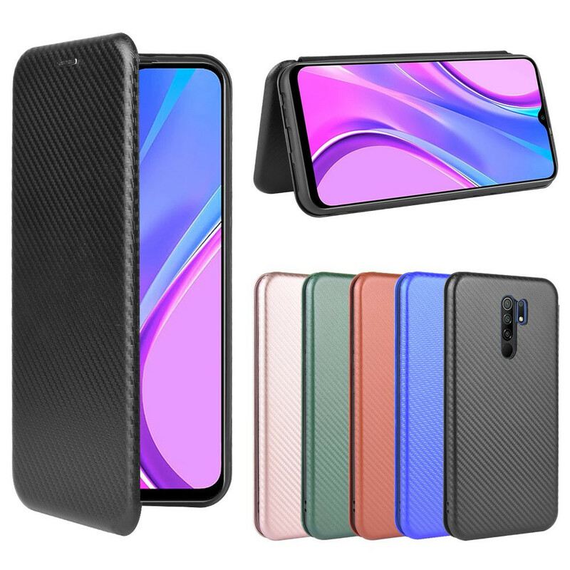 Fliptok Xiaomi Redmi 9 Bőrtok Színes Karbon Szilikon