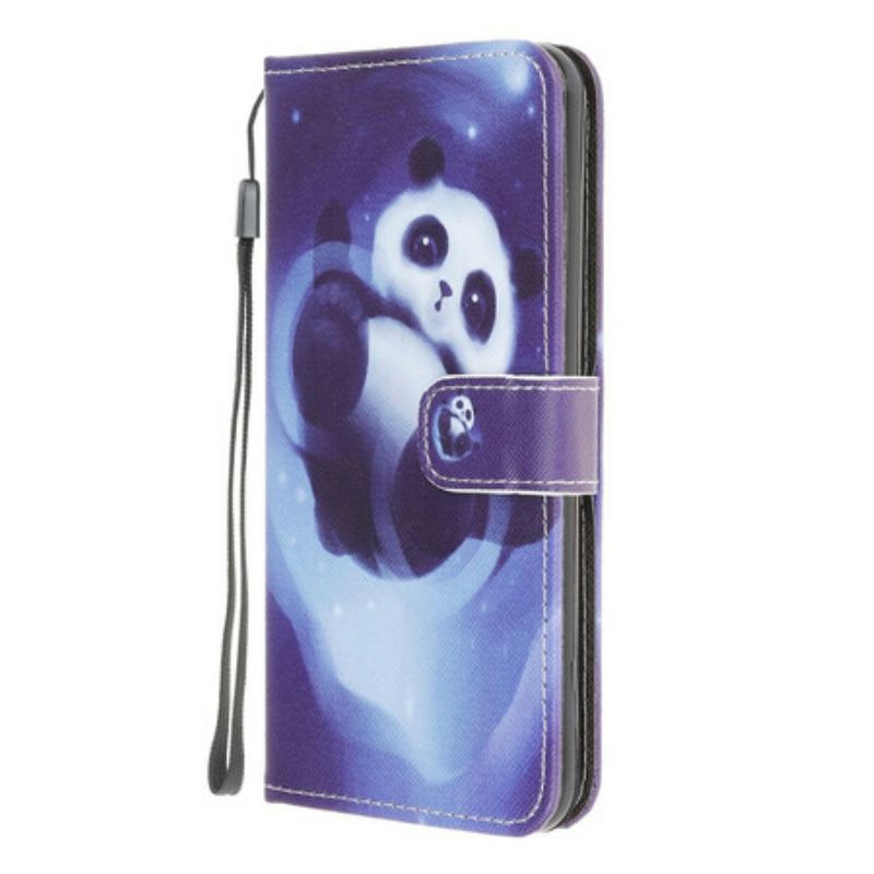 Kinyitható Tokok Xiaomi Redmi 9 szíjjal Panda Space Kötéllel