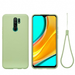 Telefontok Xiaomi Redmi 9 Folyékony Szilikon Nyakpánttal