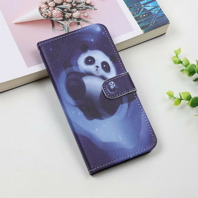 Fliptok / Bőrtok iPhone 12 Mini szíjjal Panda Space Kötéllel