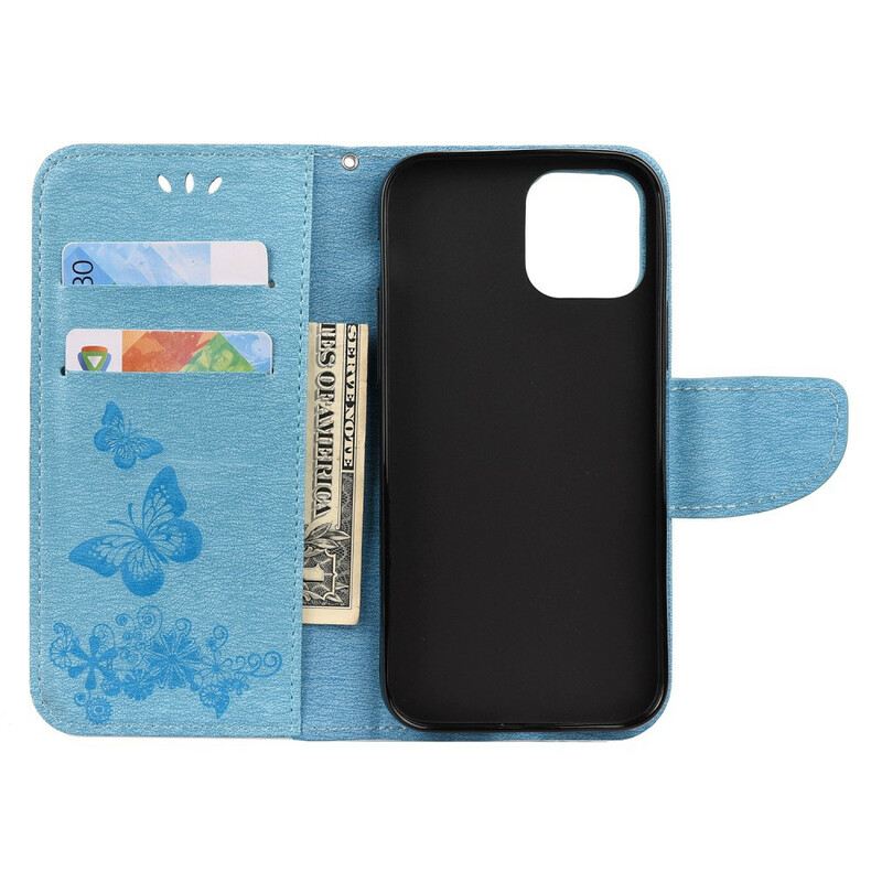 Kinyitható Tokok iPhone 12 Mini szíjjal Splendid Strap Butterflies