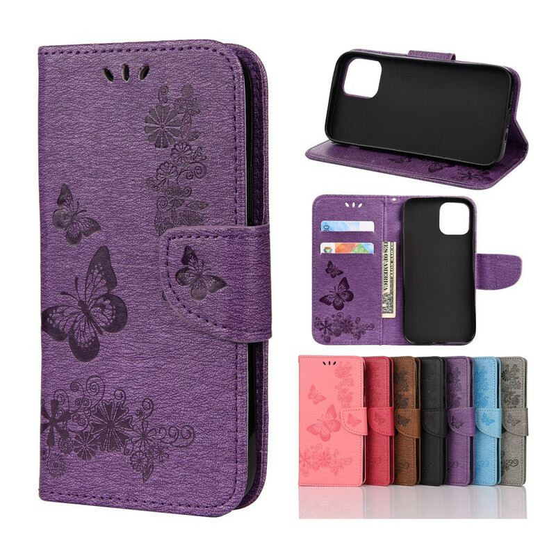 Kinyitható Tokok iPhone 12 Mini szíjjal Splendid Strap Butterflies