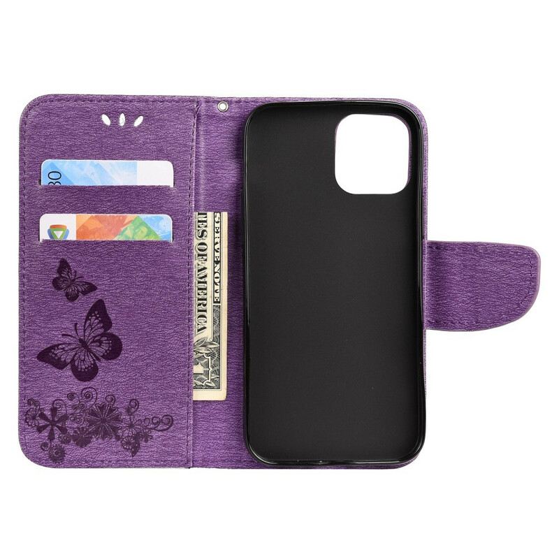 Kinyitható Tokok iPhone 12 Mini szíjjal Splendid Strap Butterflies