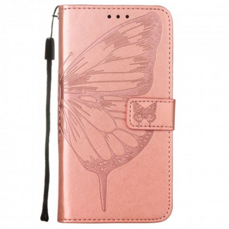 Fliptok / Bőrtok Samsung Galaxy A22 5G Butterfly Design Zsinórral