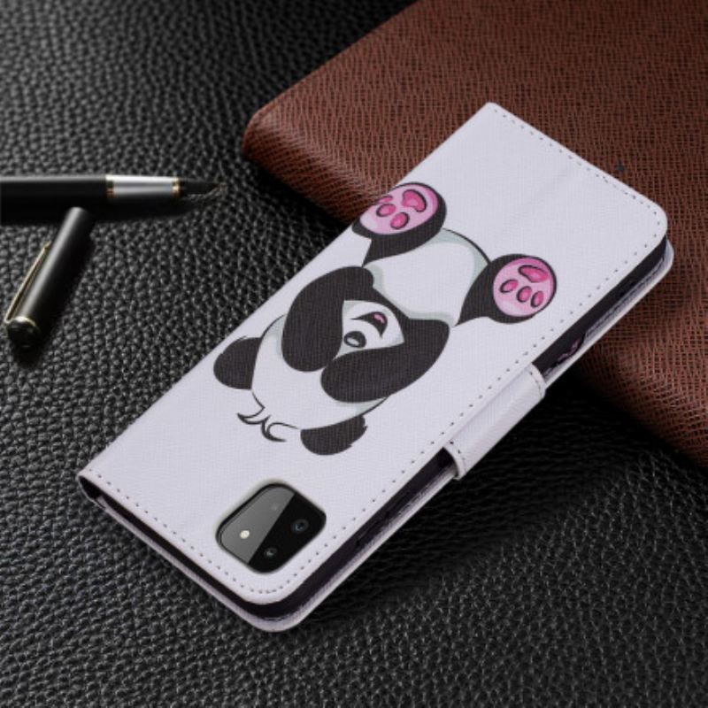 Fliptok / Bőrtok Samsung Galaxy A22 5G Panda Fun