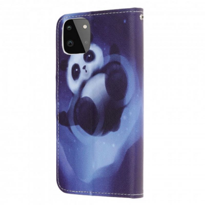 Fliptok / Bőrtok Samsung Galaxy A22 5G szíjjal Panda Space Kötéllel