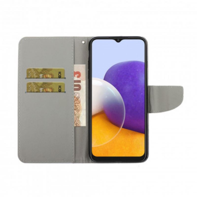 Fliptok Samsung Galaxy A22 5G szíjjal Thong Daisies