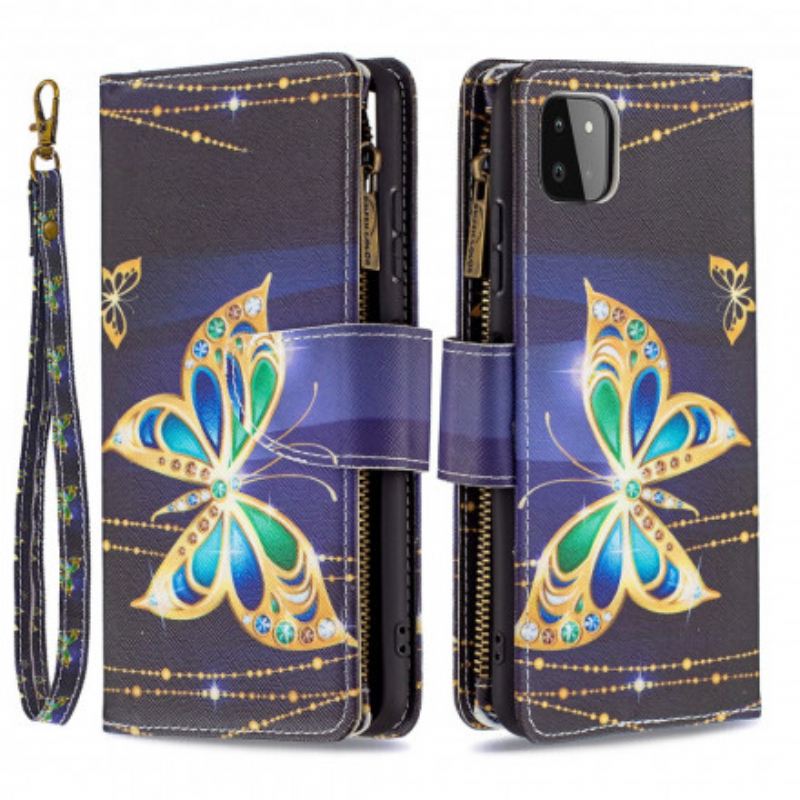 Kinyitható Tokok Samsung Galaxy A22 5G Butterflies Art Cipzáras Tasak