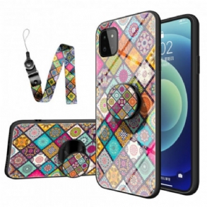 Tok Samsung Galaxy A22 5G Patchwork Mágneses Tartó